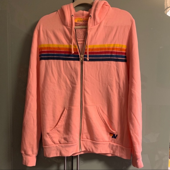 *SOLD* NWT Aviator Nation 5 Stripe Hoodie Blush - Picture 3 of 8